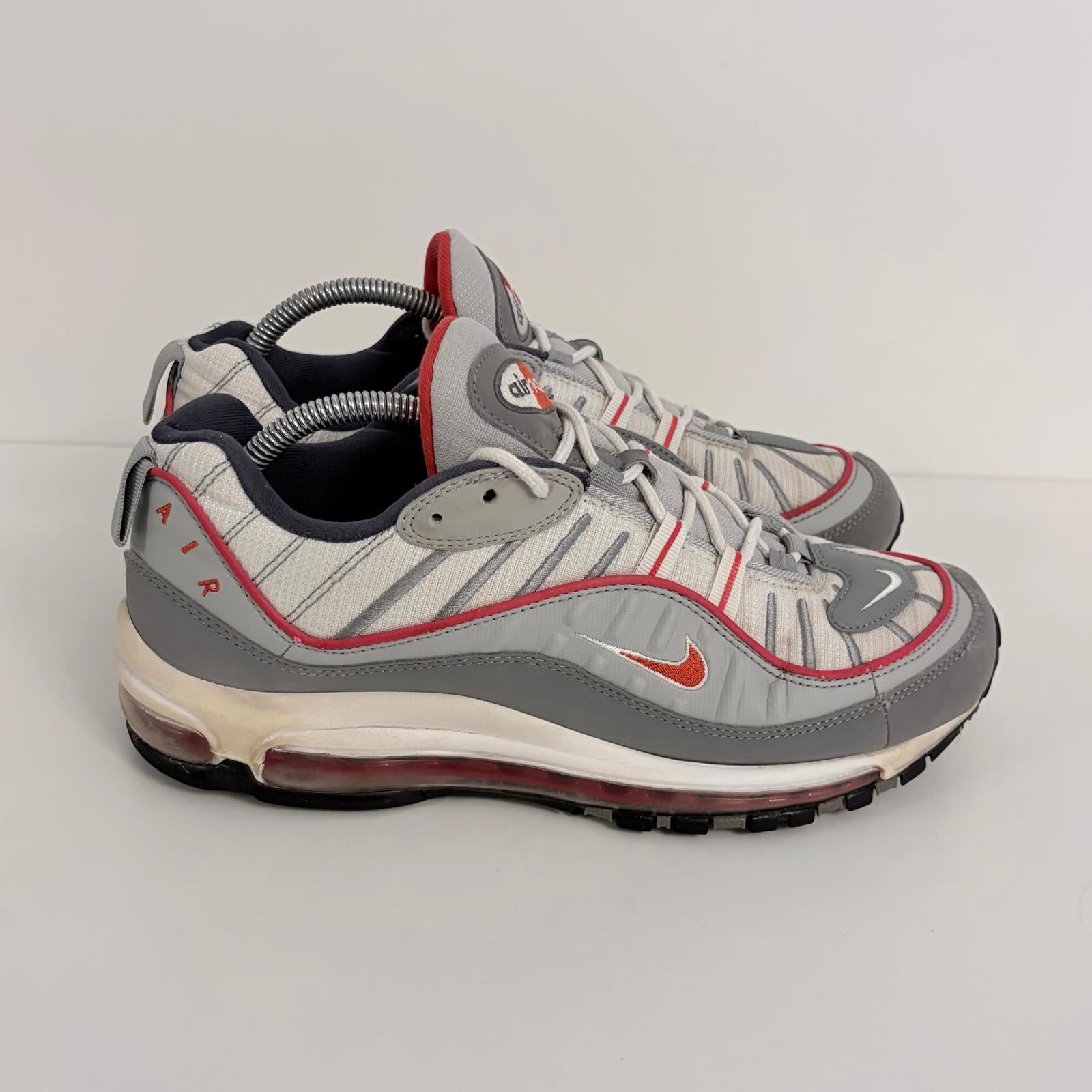 Nike Air Max 98 Mens UK 8 Particle Grey Red Bubble Trainers CI3693-001